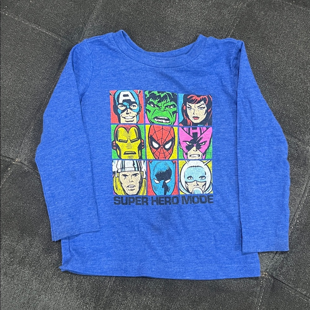 Blue Super Hero Mode Long Sleeve Shirt